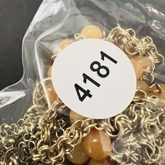 Long Multi Strand Layered Gold Tone wine Red Cabochon Necklace Amber Beads 4181 - Picture 9 of 9